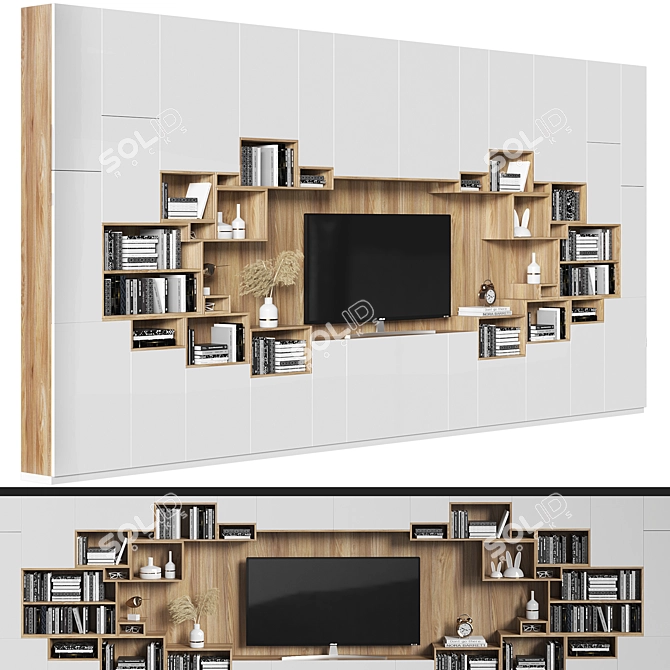 Customizable Decorative TV Wall 3D model image 2