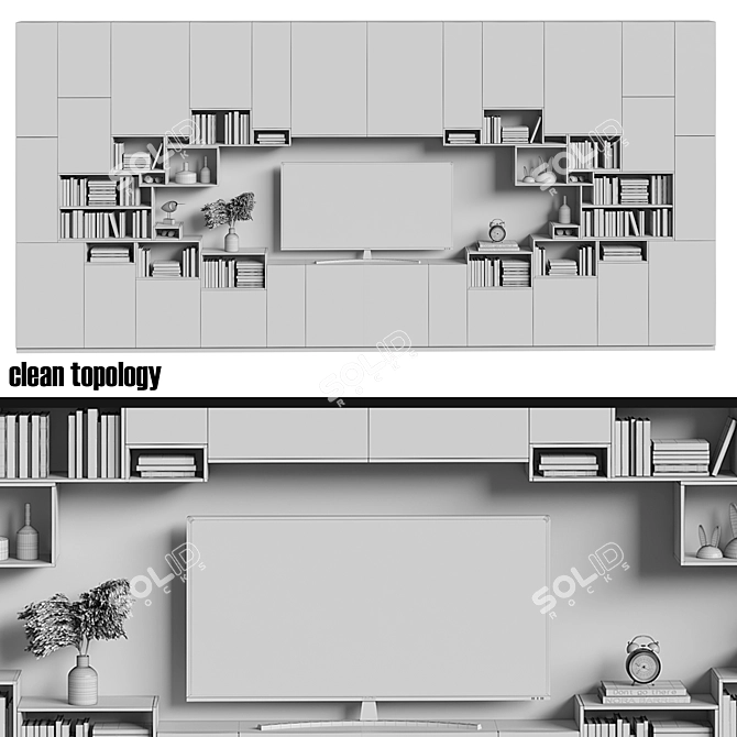 Customizable Decorative TV Wall 3D model image 5