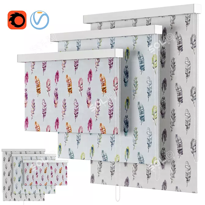 Next Feather Mist Roller Blind 3D model image 1