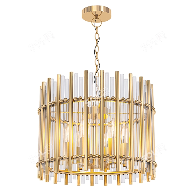 Golden Cylinder Pendant Light 3D model image 1