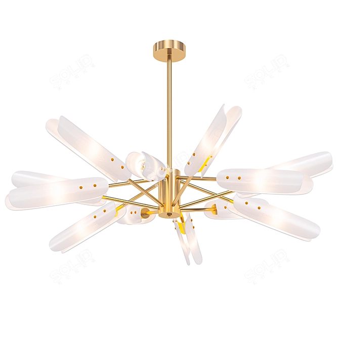 Elegant Golden Glass Chandelier 3D model image 1