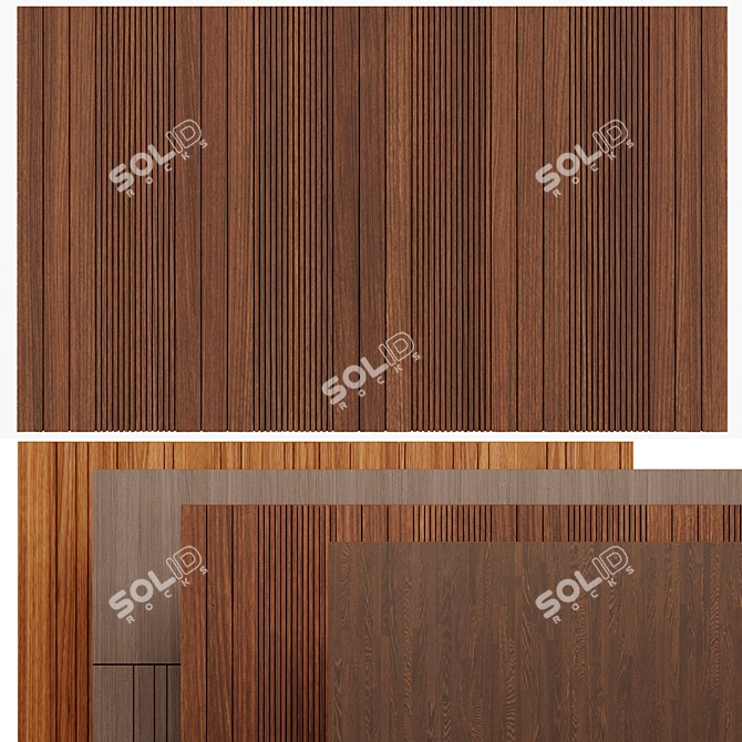 Elegant Woodgrain Wall Panel 3D model image 1