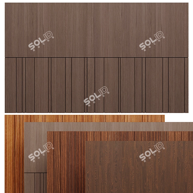 Elegant Woodgrain Wall Panel 3D model image 2