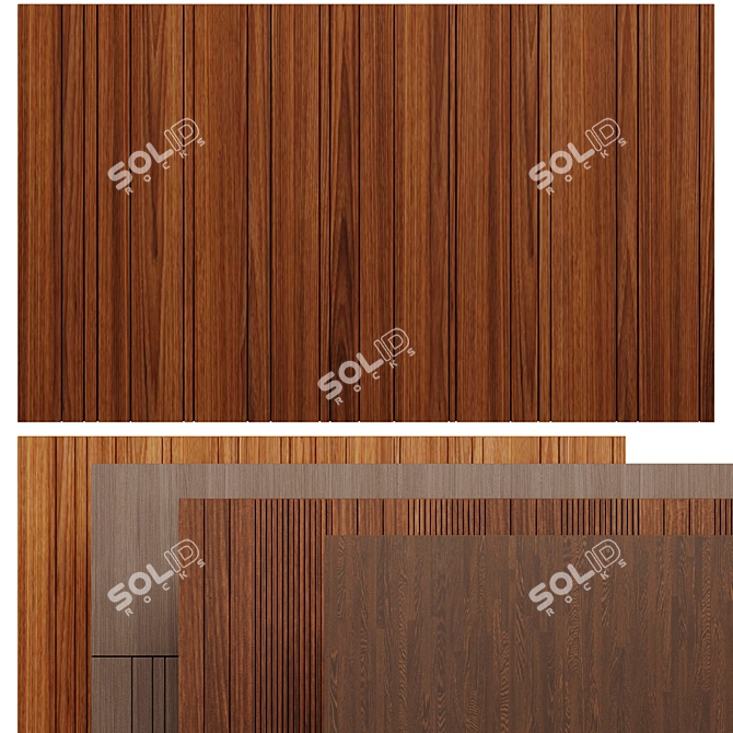 Elegant Woodgrain Wall Panel 3D model image 3