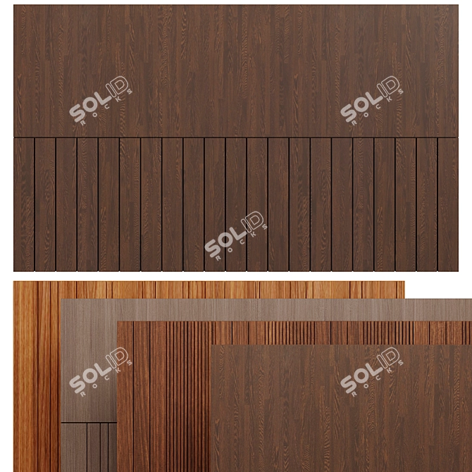 Elegant Woodgrain Wall Panel 3D model image 4