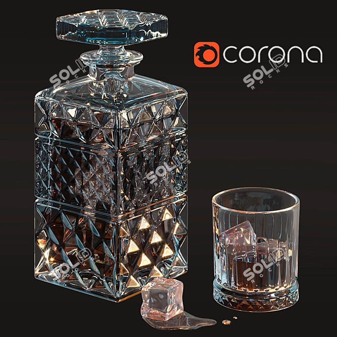 Elegant Bohemia Crystal Decanter 3D model image 1