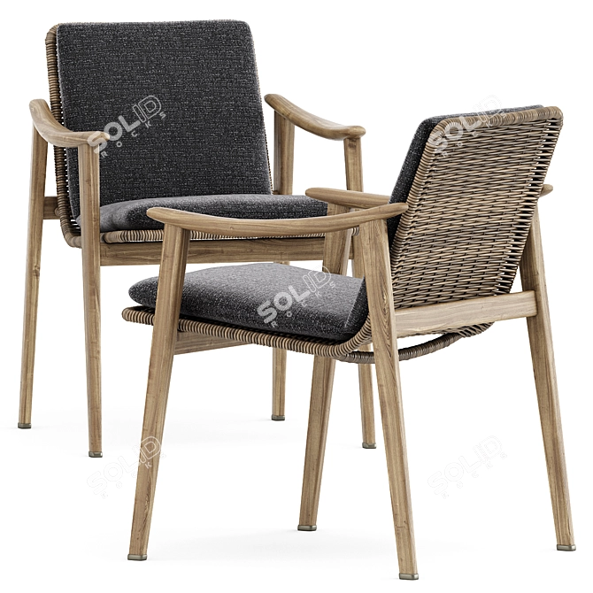 Modern Outdoor Seating Set: Fynn Chair & Grid Table 3D model image 4