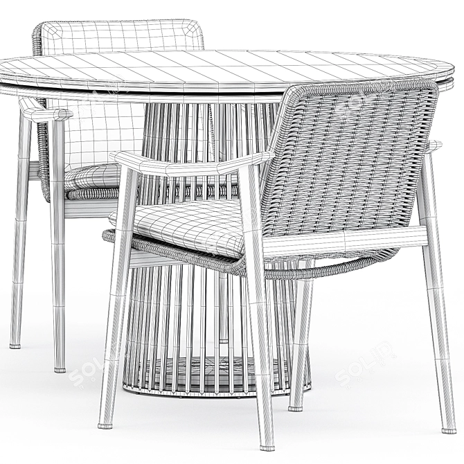 Modern Outdoor Seating Set: Fynn Chair & Grid Table 3D model image 5