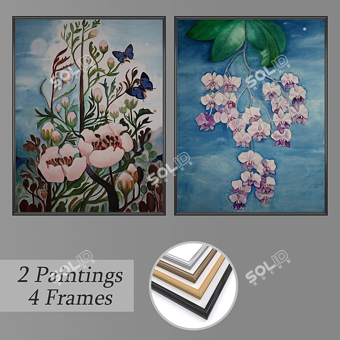 Versatile Set: Wall Paintings & Frames 3D model image 1