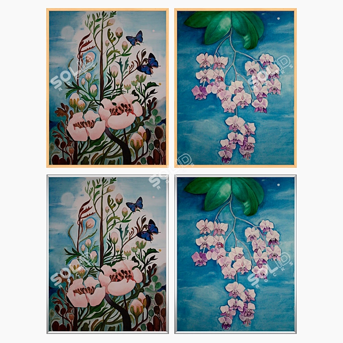 Versatile Set: Wall Paintings & Frames 3D model image 3