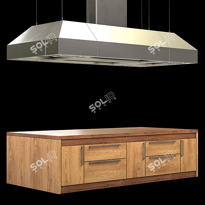 Industrial Extractor Table - Height 590mm x Length 3300mm x Width 1600mm 3D model image 1