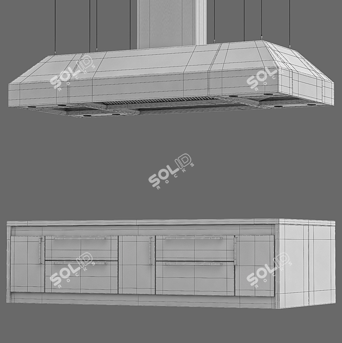 Industrial Extractor Table - Height 590mm x Length 3300mm x Width 1600mm 3D model image 5