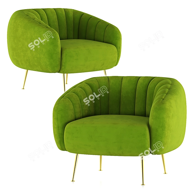 Luxurious Pompidou Armchair by Jonathan Adler 3D model image 1