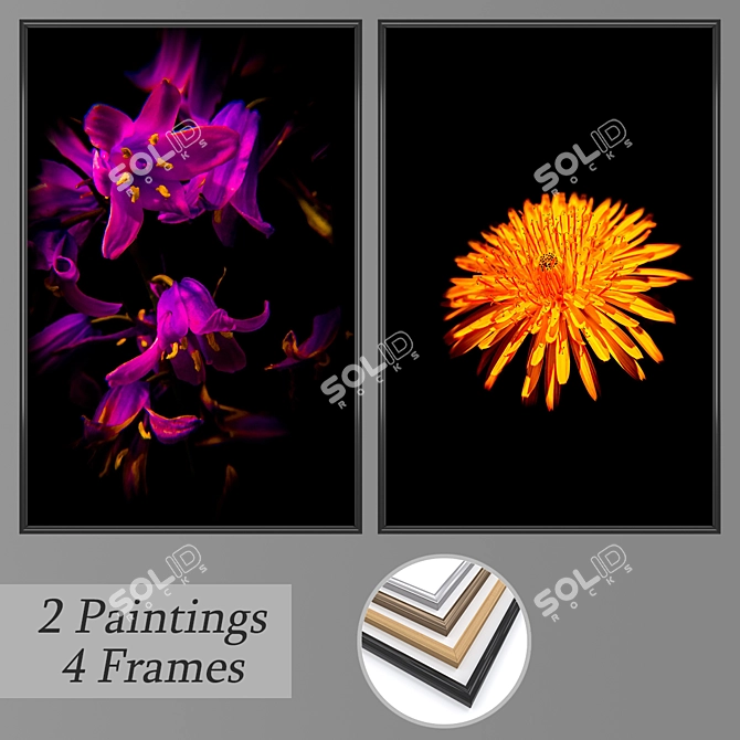 Artistic Wall Paintings Set 3D model image 1