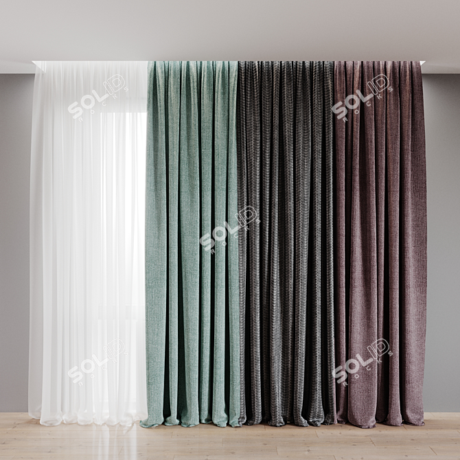 Elegant Curtain Collection 3D model image 1