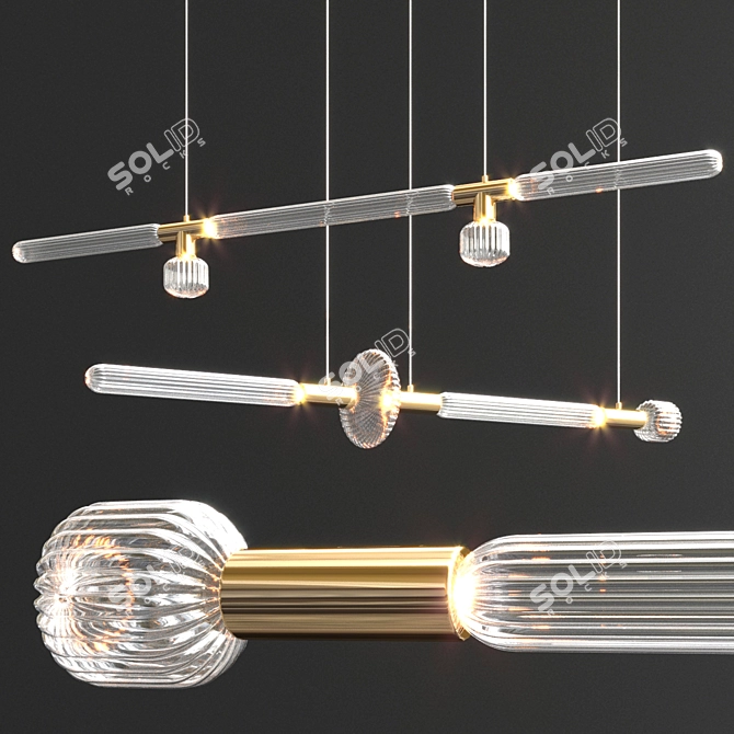 Elegant Linear Pendant with a Cipher Design 3D model image 1