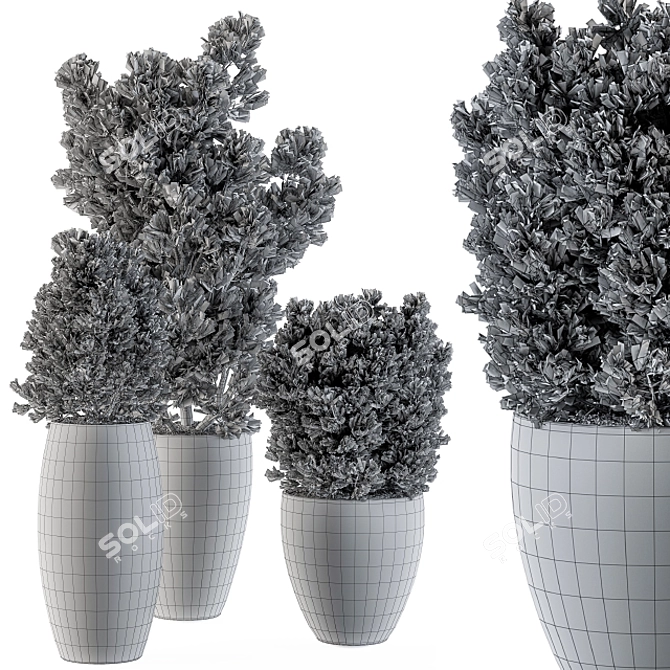 Metal Pot Outdoor Plant Set 3D model image 3