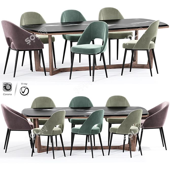 Sleek Cullaville Dining Chair 3D model image 1