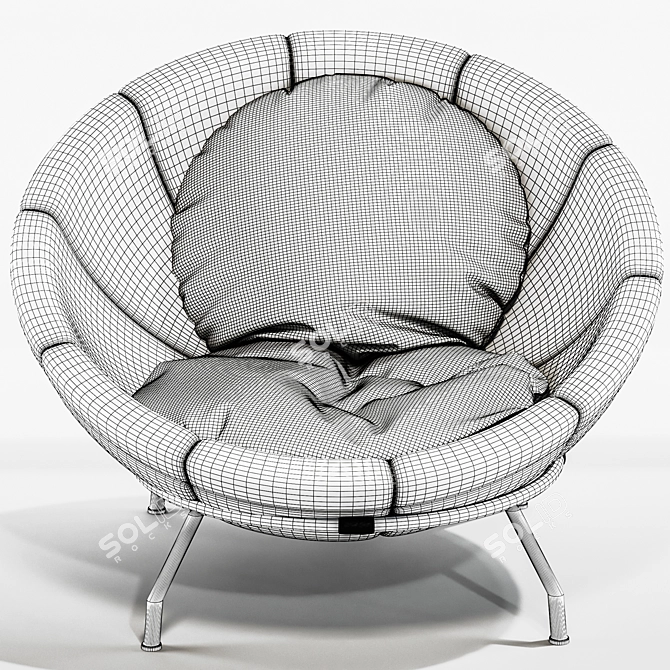 Elegant Leather Circular Chair 3D model image 5