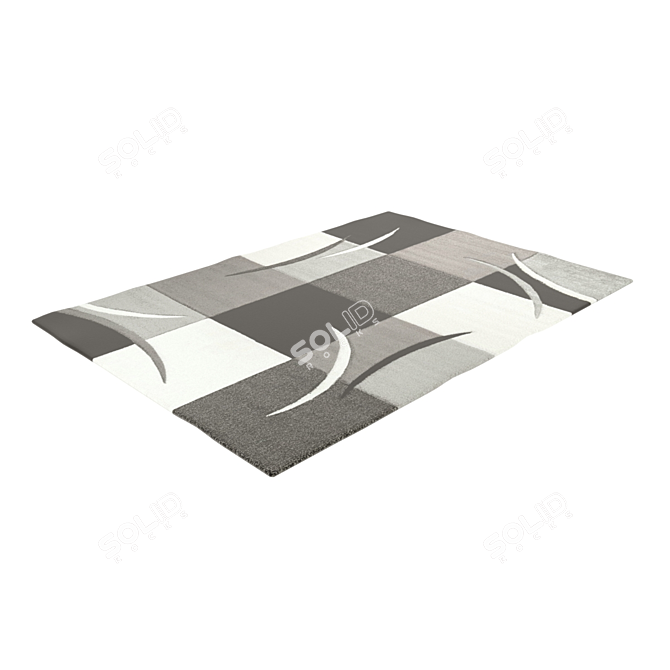 Modern Black-White Checkered Rug 3D model image 2