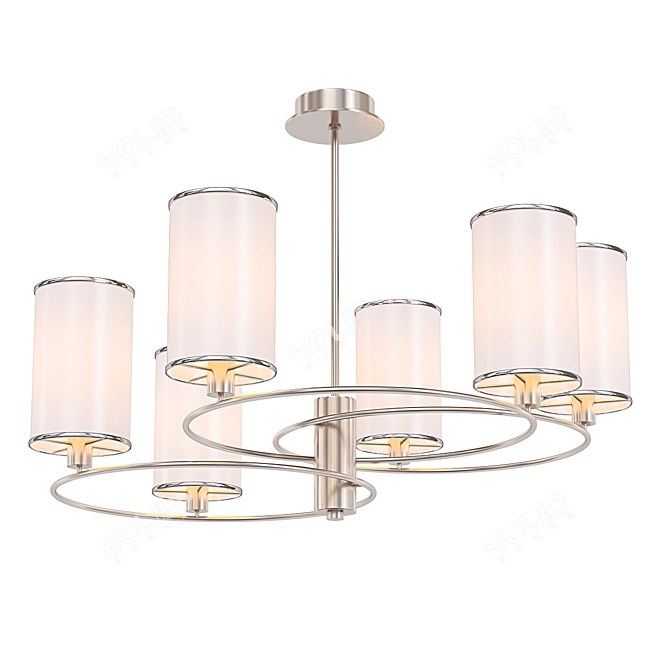 Modern Round Chandelier with Textile Shades 3D model image 1
