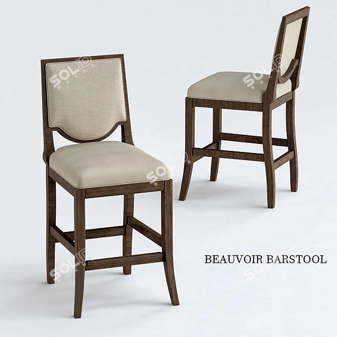 Elegant Beauvoir Barstool 3D model image 1