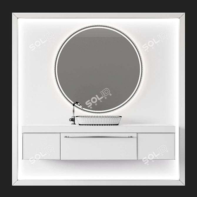 Bathroom Console with Mirror | Editable Stone Panel 3D model image 6