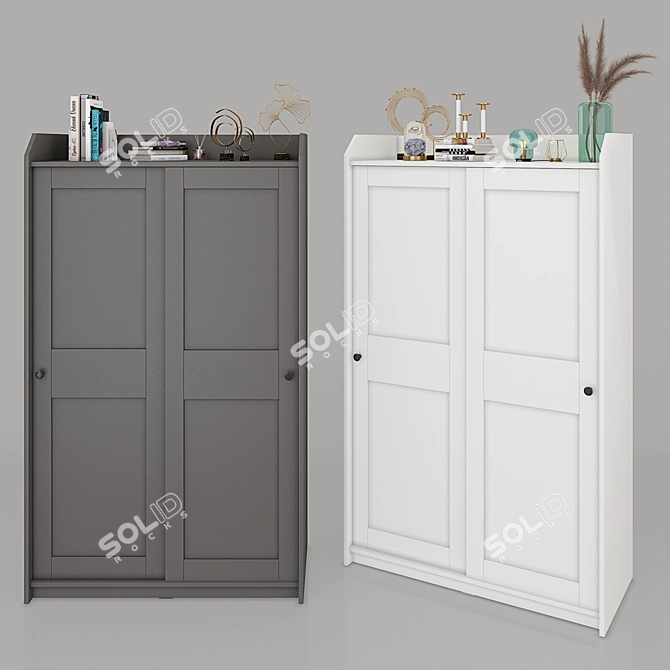 Sleek HAUGA Wardrobe - 70x199cm 3D model image 1