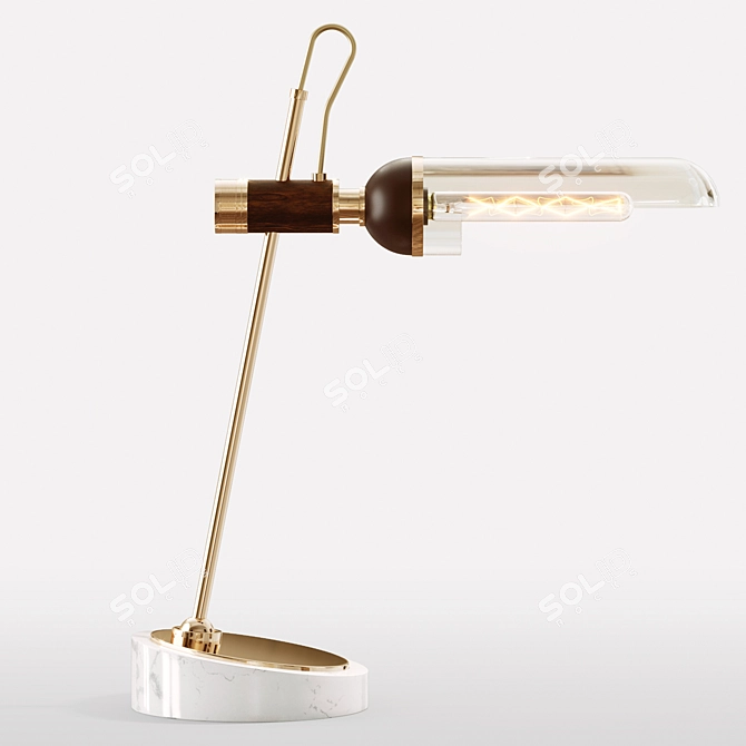 Sculptural Metal and Glass Lamp 3D model image 1