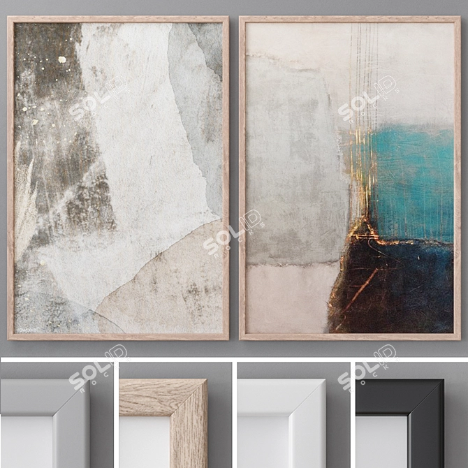 Modern Abstract Photo Frames Set 3D model image 1