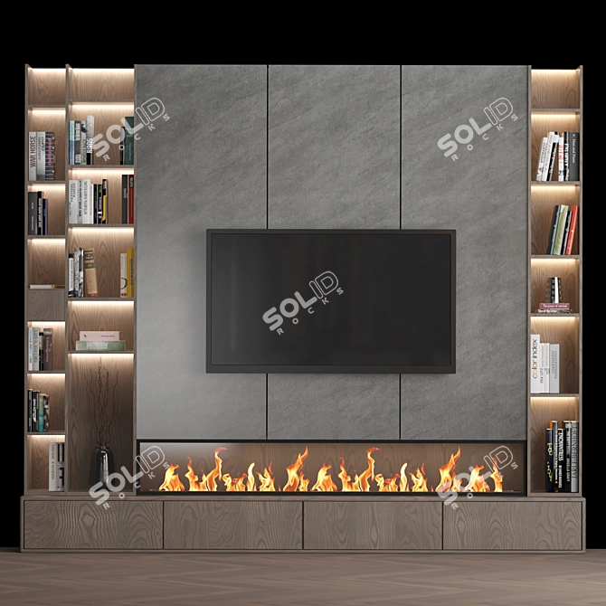 Versatile TV Wall Unit with High-Quality Textures 3D model image 1