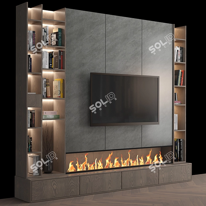 Versatile TV Wall Unit with High-Quality Textures 3D model image 2
