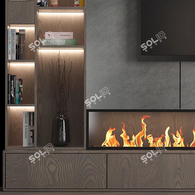 Versatile TV Wall Unit with High-Quality Textures 3D model image 3