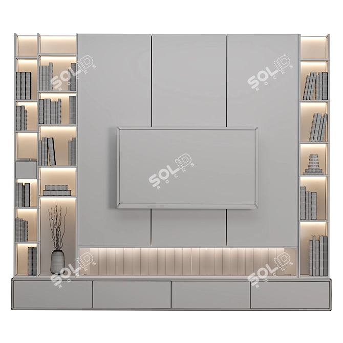 Versatile TV Wall Unit with High-Quality Textures 3D model image 4