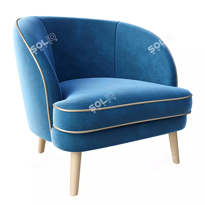 Glamour Velvet Accent Chair 3D model image 1