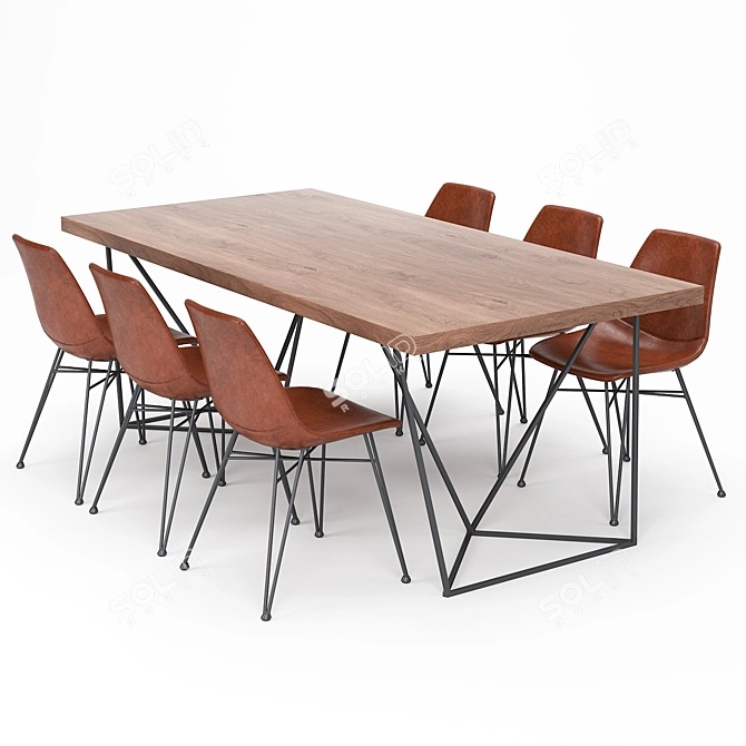 Modern 63" Dining Table: Elegant and Stylish 3D model image 1