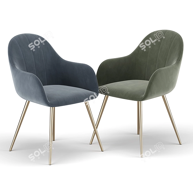 Luxurious Amsterdam Velvet Dining Chair 3D model image 4