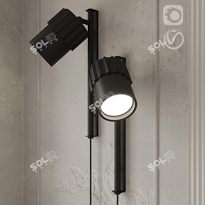 Sleek Black LED Wall Lamp 3D model image 2