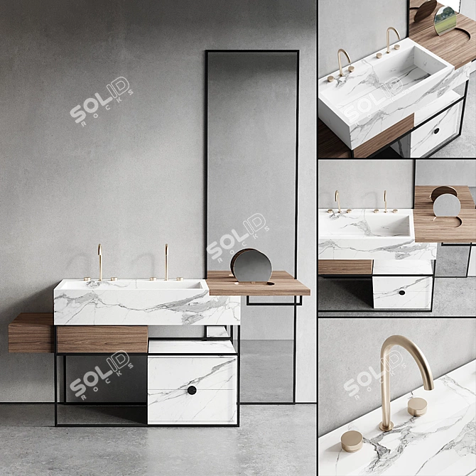 Italgraniti ACQUA A Set 1: Stylish Floor-standing Vanity Unit 3D model image 1