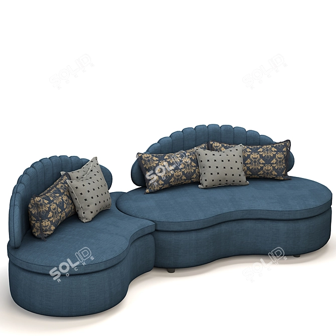 Luxurious Velvet Modular Sofa 3D model image 4