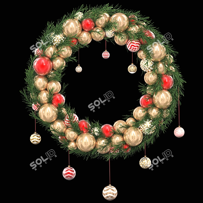 Festive Holiday Wreath 3D Model 3D model image 1