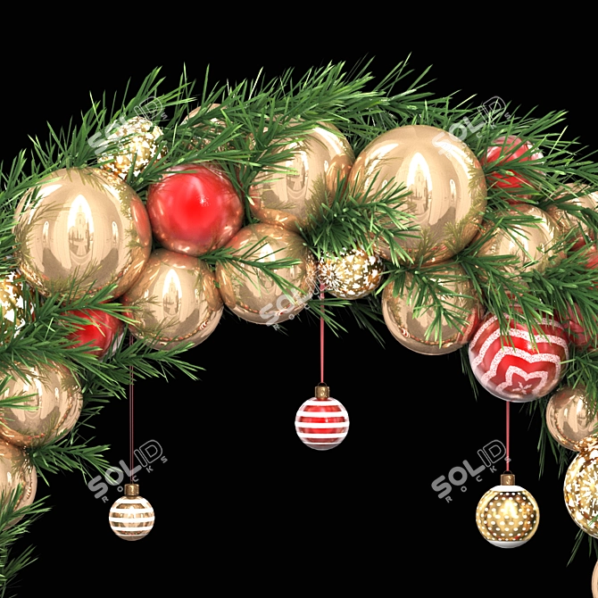 Festive Holiday Wreath 3D Model 3D model image 2