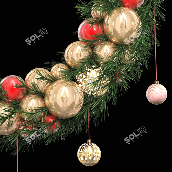 Festive Holiday Wreath 3D Model 3D model image 3