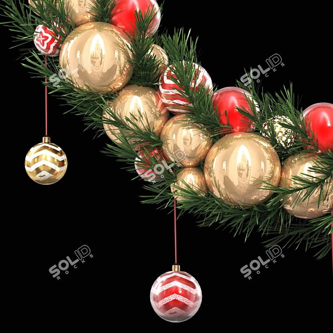 Festive Holiday Wreath 3D Model 3D model image 4