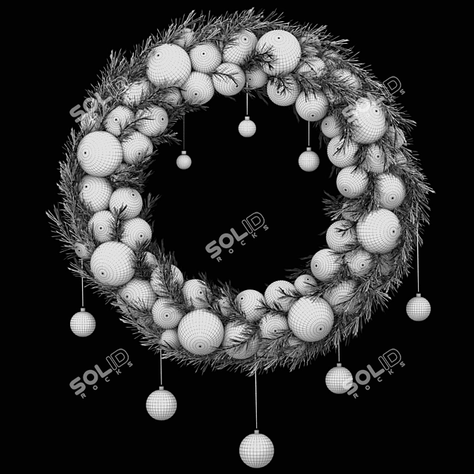 Festive Holiday Wreath 3D Model 3D model image 5