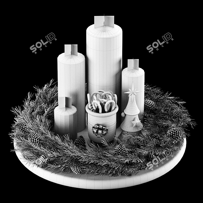 Festive Tabletop Holiday Decoration 3D model image 4