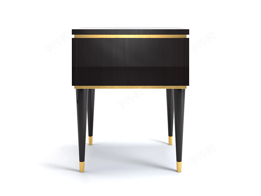 Elegant Brass-Inlaid Nightstand 3D model image 4