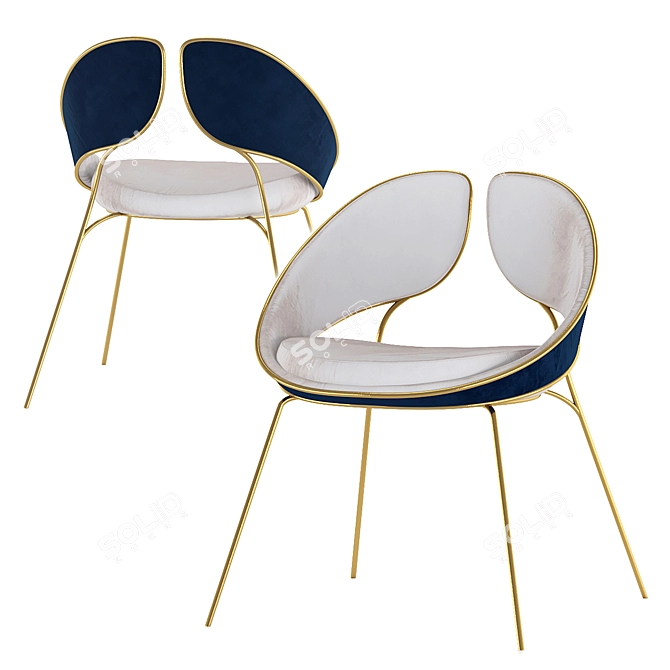 Hyoku Velvet Dining Chair 3D model image 1