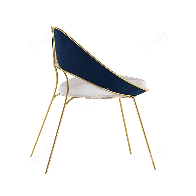 Hyoku Velvet Dining Chair 3D model image 3