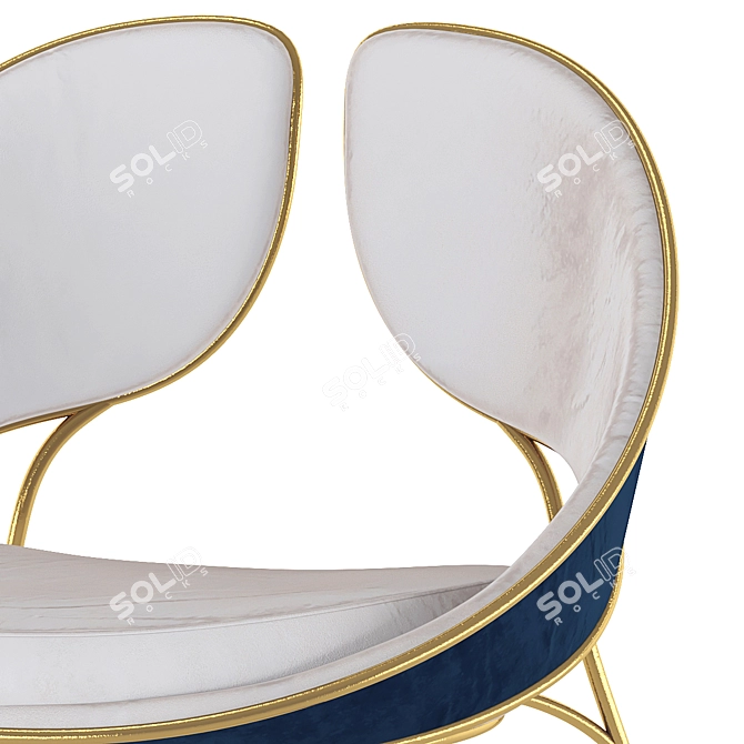 Hyoku Velvet Dining Chair 3D model image 4